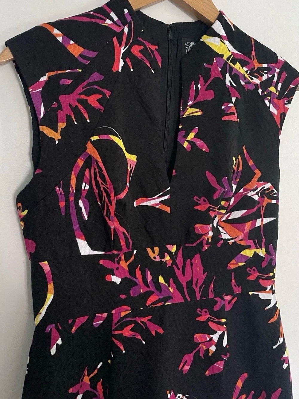 Jax Black Midi Dress with Magenta and Orange Floral Print - Picture 2 of 16